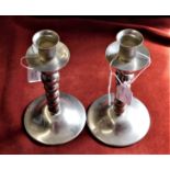 Candle Sticks - Vintage Pair of White Metal Candle Sticks, approx. 17cm high, good condition