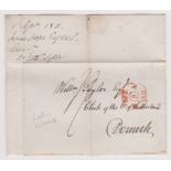 Great Britain 1811-Postal History-Wrapper dated (9th Sept 1811) posted to the Clerk of the Co of
