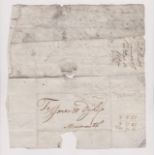 Great Britain 1800 Postal History pre-stamp untidy wrapper posted to Monmouth cancelled with
