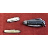 Penknife - (1) Penknife, (2) fruit knives (Bone handles) 1940 approx good condition for age