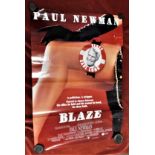 Film Poster-'Blaze'-starring Paul Newman-measurements 100cm x 69cm-fold in poster other wise very