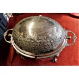 Large Victorian Silver Plated Breakfast Dish, approx. 36cm x 22cm & 11cm high ,open revolving top.