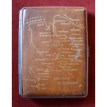 Cigarette Case-Leather case with ephemera map of Germany on case-includes wage slip driving