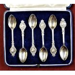 1936 - Edward VIII Coronation Commemorative Silver Tea Spoon set of six boxed, Set. Hallmarked