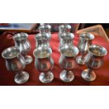 Goblets-(10) English Pewter Wine Goblets-made in England Sheffield