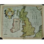 Map-Reprint-'British Isles'-coloured first produced in 1595-measurements 46cm x 38cm excellent