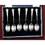 1896 - London Silver Tea Spoons, '6' boxed, Victorian maker Charles Boyton & Sons through Mappin &