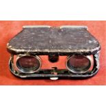 Glasses - Leather Bound Opera Glasses-folding (Name Climax) date early 1920's worn leather inside on