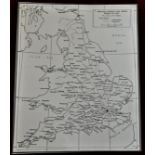 Map - (Reprint) from the South Coast to Edinburgh Principal English & Welsh Roads, in 1675 according