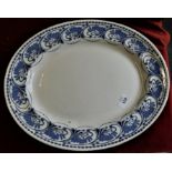 China-(1) blue and white meat platter-with slight chip- measurement 45cm x 36cm Doulton-Sandhurst