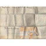 Great Britain 1645-Probate document on Belham-marked will of Gabriel Ward of Yarmouth
