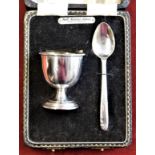 1959 - Birmingham Christening Set. Boxed Egg Cup & Spoon, maker: Angora Silver Plate company