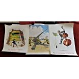 Guinness'-(3) posters depicting man painting gun turret-Army with gun ready for firing-man playing