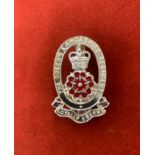 British EIIR The Queen's Lancashire Regiment cap badge, anodised with enamel, slider made by J.R.