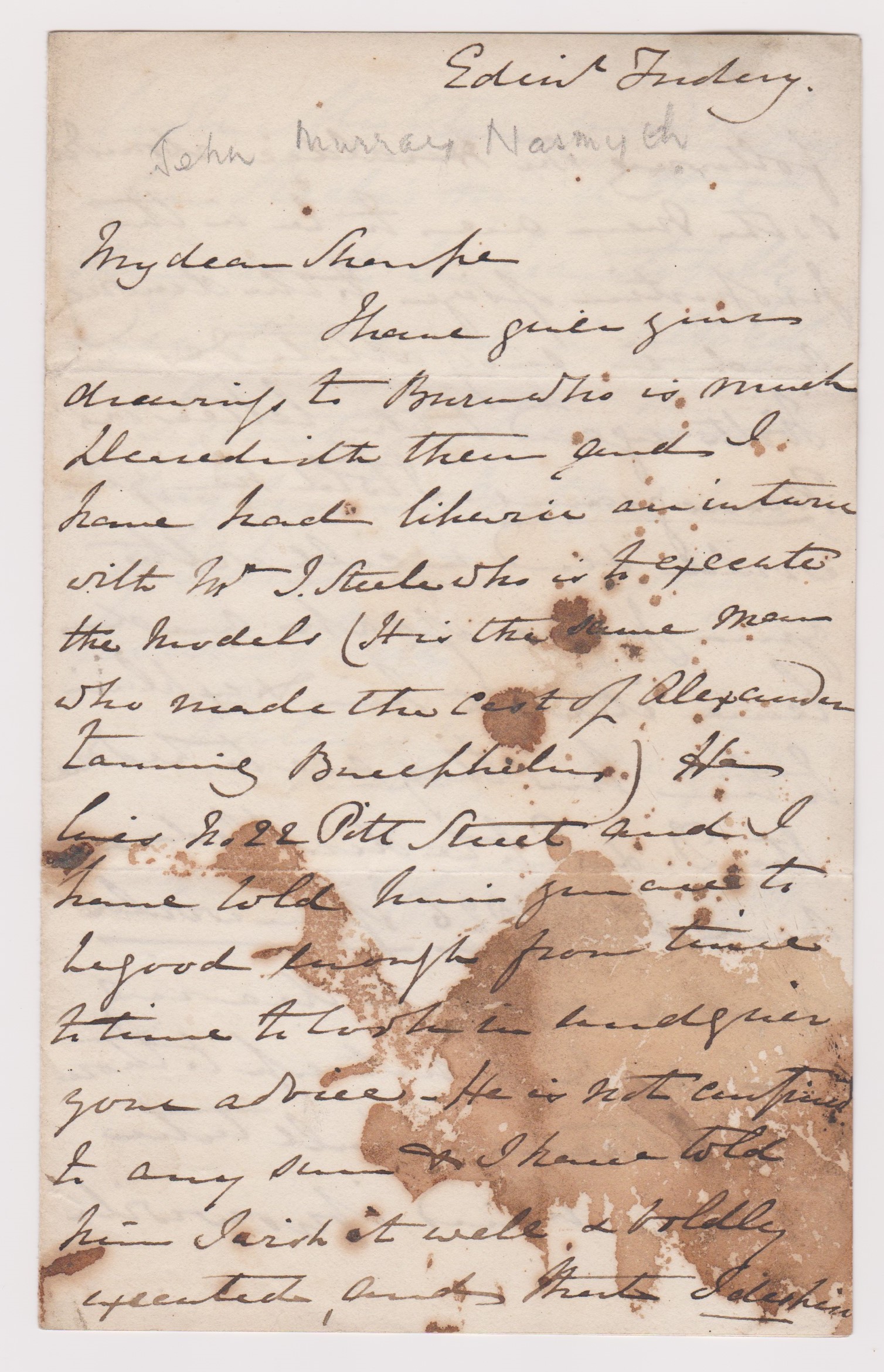 Great Britain 1833-Postal History-EL posted within Edinburgh-manuscript 1-in black red single ring - Image 2 of 2