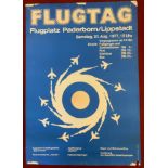 Poster-Aircraft Poster-coloured-Flugplatz-Paderborn-Lippstadt-Aug 1977-'Red Arrows'-slight wear on