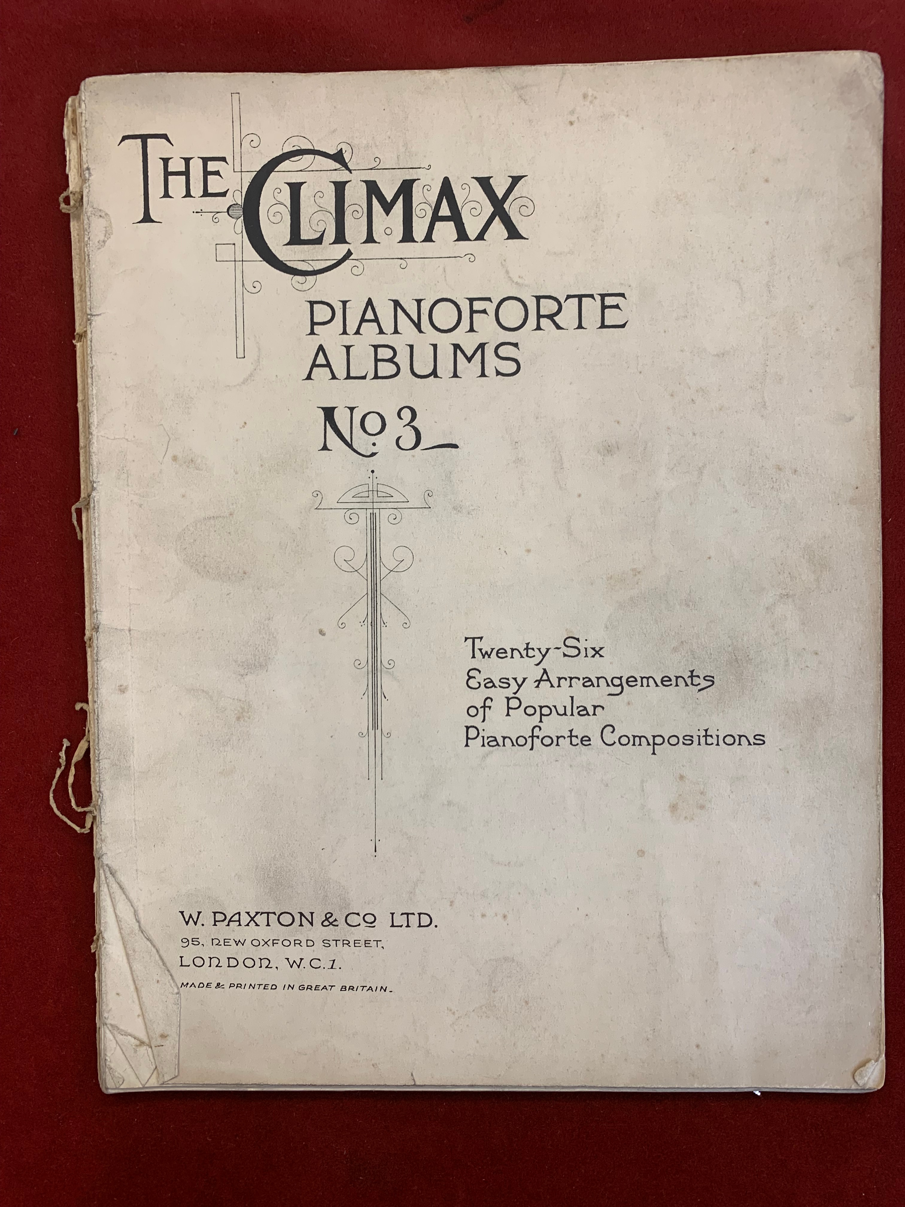 Booklet Music-The Climax Pianoforte-Album No.3-26 Easy Arrangements-poor condition