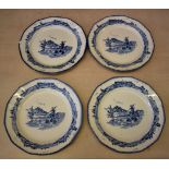 Royal Doulton 'Norfolk' Dinner plates (4) octagonal dinner plates, blue/white, slight chips to the