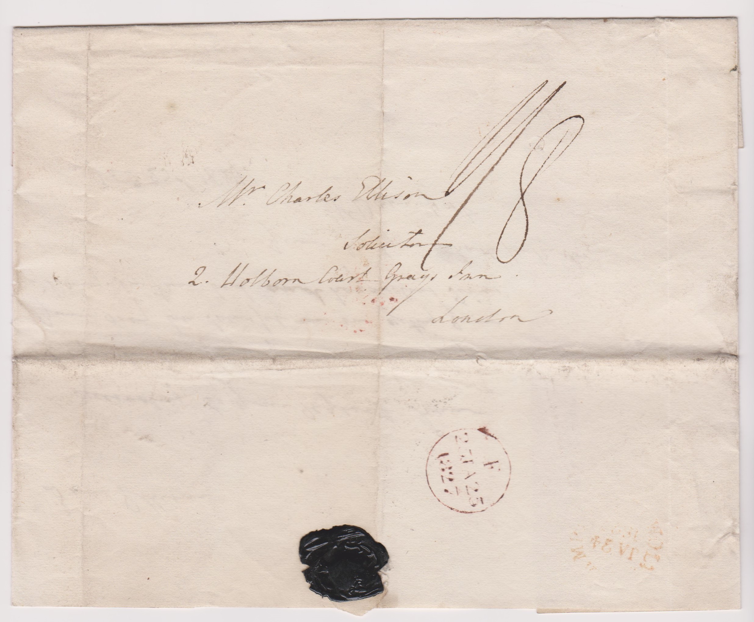 Great Britain 1827-Postal History-EL dated 23rd Jan 1827 posted to London partial Jan 24th 1827