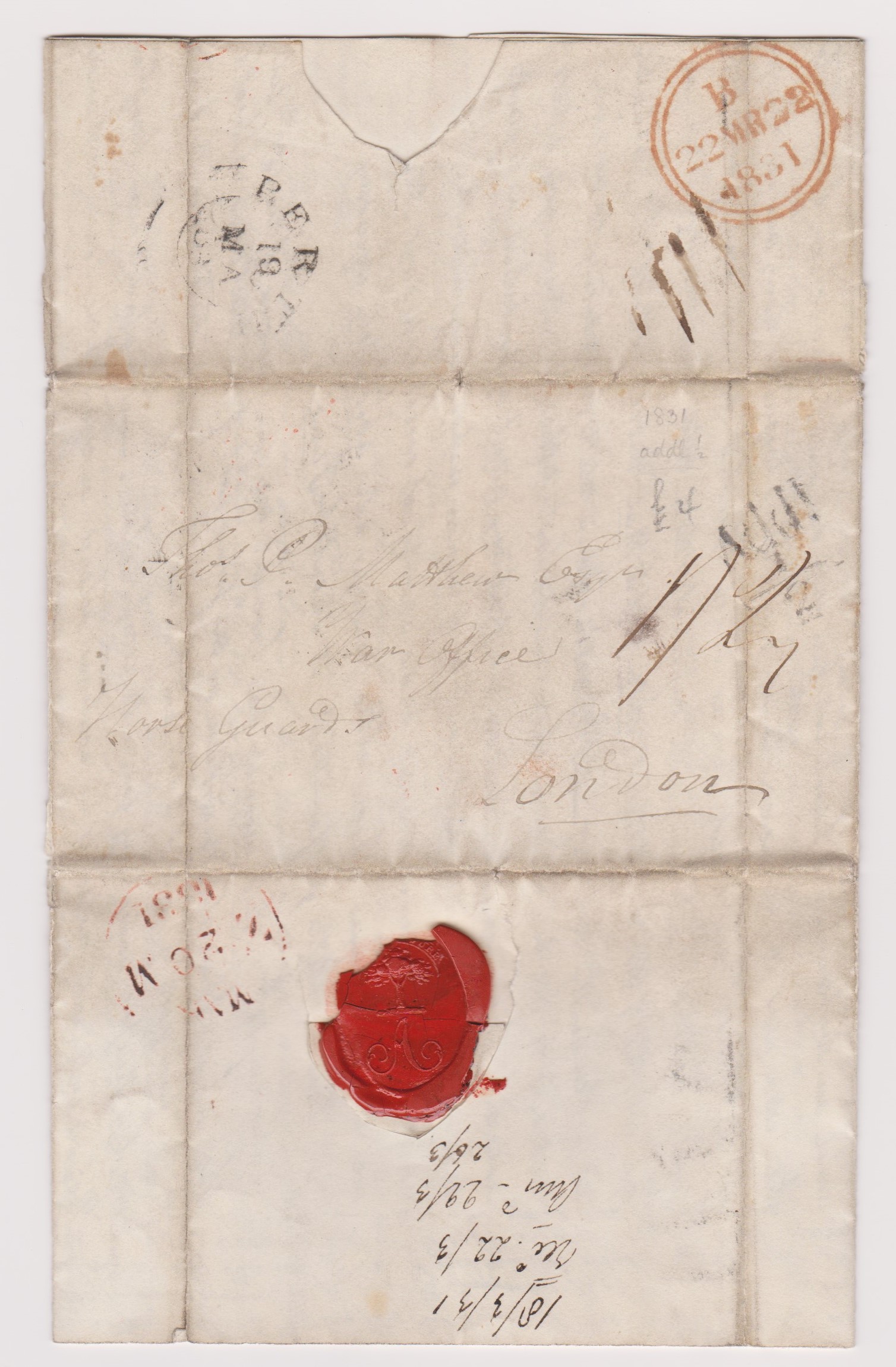 Great Britain 1831-Postal History EL posted Perth to London dated 19th March 1831