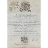 British Victorian 1861 Passport for a Mrs Elizabeth Jane Foster, signed by Lord John Russell, "a