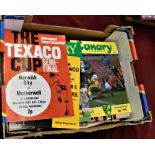 Norwich City 1970s/80s mixed carton with programmes (Texaco Cup etc). Wembley and other newspapers.