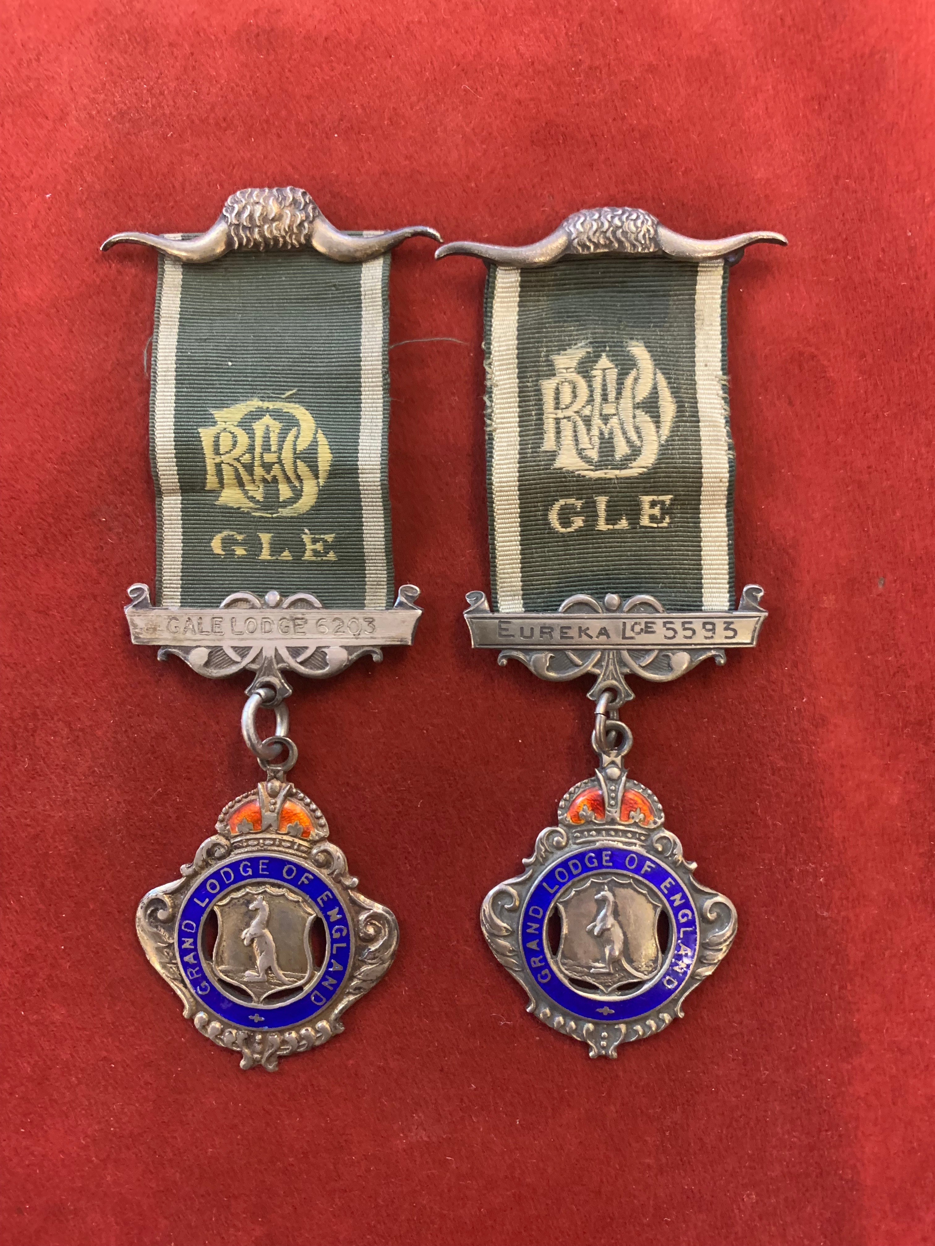 Royal Antediluvian Order of Buffaloes (RAOB) Jewels Grand Lodge of England including Eureka Lodge