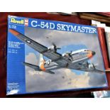 Model Military Aircraft kit by Revell, a 1:72 C-54D Skymaster complete and in good condition.