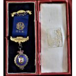 Royal Antediluvian Order of Buffaloes (RAOB) Jewel Harry Lipcher Lodge 3553, silver, gilt and enamel