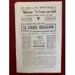 Leaflet/Programme-'Le Cirque Hedranon' Circus programme written in French- slight crease down middle
