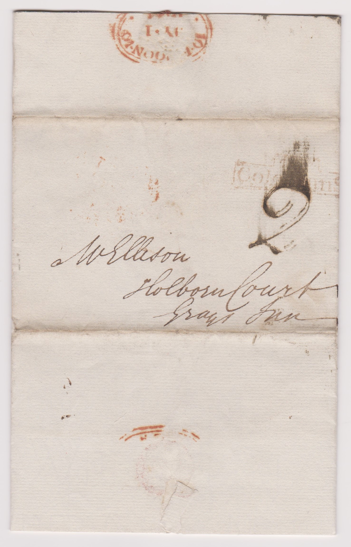 Great Britain 1824-Postal History EL dated 30th June 1824 posted to London-manuscript 2 obscures 2