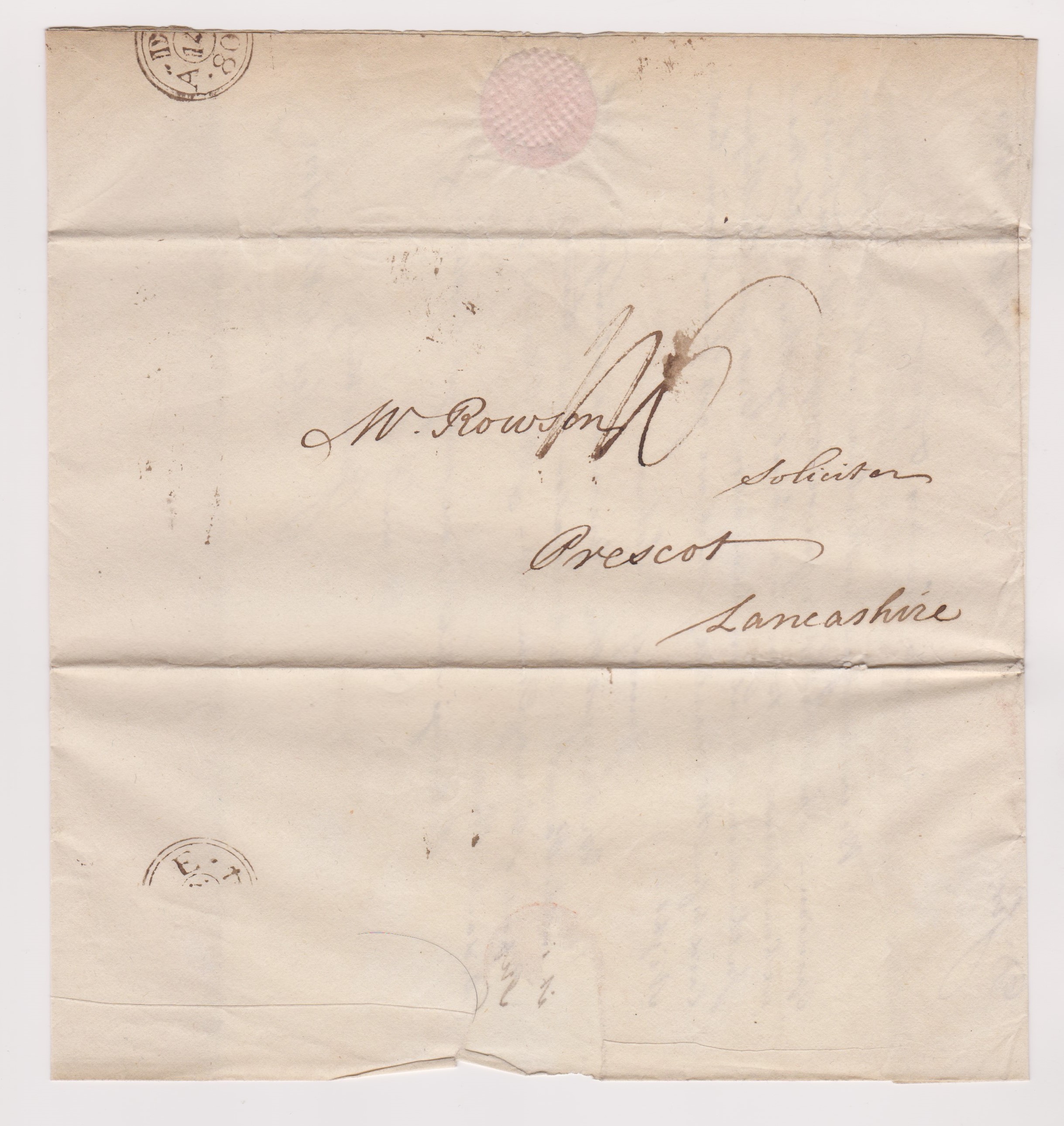 Great Britain 1804 - Postal History EL dated 14.12.1804-posted to Prescot Lancs-black 2 ring D.A.E