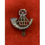 British WWI/II King's Shropshire Light Infantry cap badge, bi-metal and slider