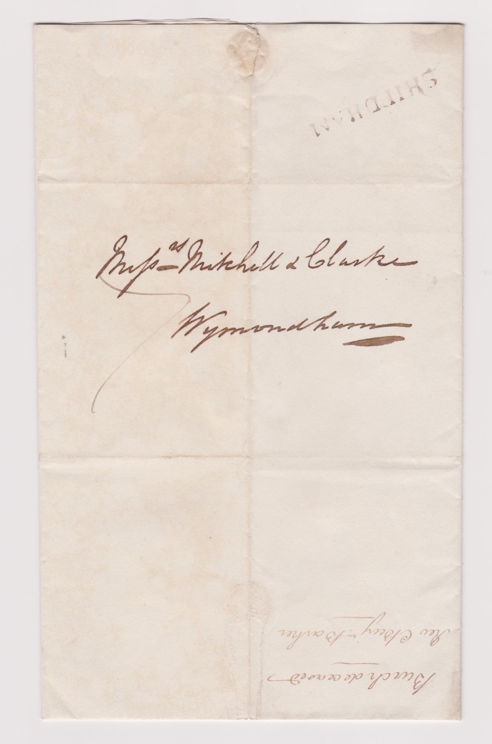 Great Britain 1834-Postal History-EL dated 13th Feb 1834-Shipdham posted to Wymondham-manuscript 7-