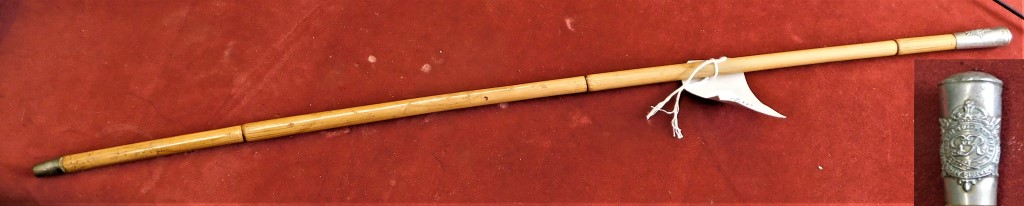 British WWI/II Royal Army Service Corps Officers Swagger stick with white metal top and bamboo cane