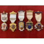 Royal Masonic Institution for Girls Stewards Jewels (5), including Hertfordshire 1945,