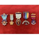 Masonic Jewels (5) including Borough of Shoreditch Lodge 3094, Wallasey Masonic Charities, The Royal