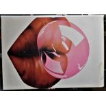 Michael English vintage 1970 fine art print. Reproduction print of pop-art 'Bubble Gum' (1970) by