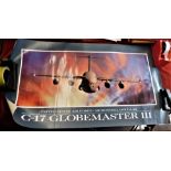 United States Air Force poster depicting the 'C-17 Globemaster III'. Measures 90cm x 51cm.