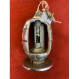 British WWII No.36 Mills Bomb chromed cut away which shows how the internal components work. Made by