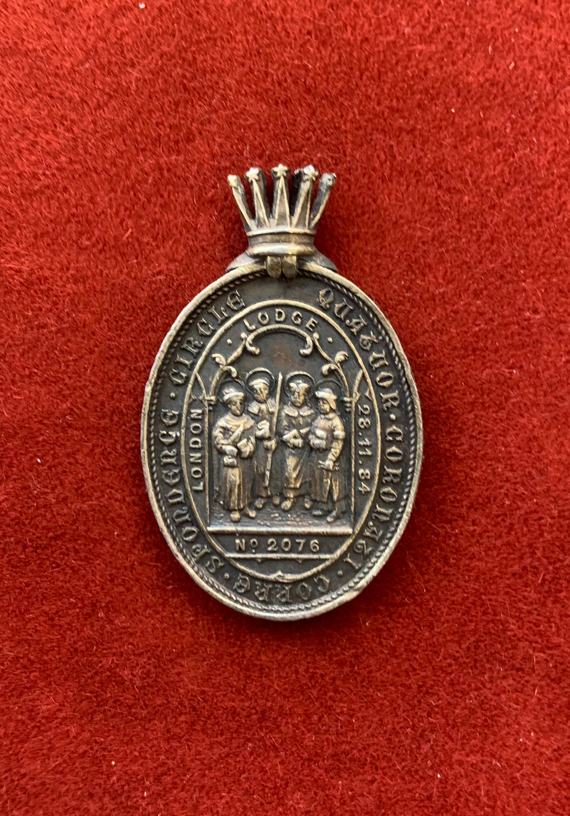 Masonic Quatuor Coronati Lodge London Jewel 1884, an excellent silver masonic Jewel.