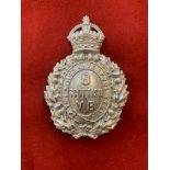 British WWI 8th Scottish Volunteer Battalion, The king's Liverpool Regiment, cap badge, white-