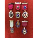 Royal Masonic Benevolent Institution Silver Jewels (6) including dates 1920, 1921, East Lancashire