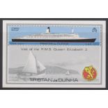 Tristan Da Cunha 1979-Visit of RMS Queen Elizabeth 2 souvenir u/m 25p sheetlet Scott 259