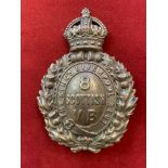 British WWI 8th Scottish Volunteer Battalion, The king's Liverpool Regiment, cap badge, gilding-