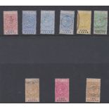 Mauritius 1879-96-Internal revenue Stamps (Value in words only) five cents to one rupee (2) and