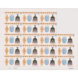 Cinderellas - Offshore Islands Bernera Island-FA cup stamps 5p u/m sheet of (18) 10p u/m sheet of (