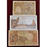 Djibouti - 1932-50 francs (25) VG-1979-500 Francs (36) AUNC-1979-1000 Francs (P37)VG+(3)