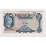 Bank of England 1961-Five pounds L.K. O'Brien,K42-BE98d,VF