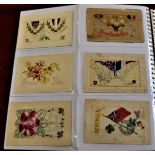 WW1 Silk Postcards-(3) with Foxing (6 Cards)